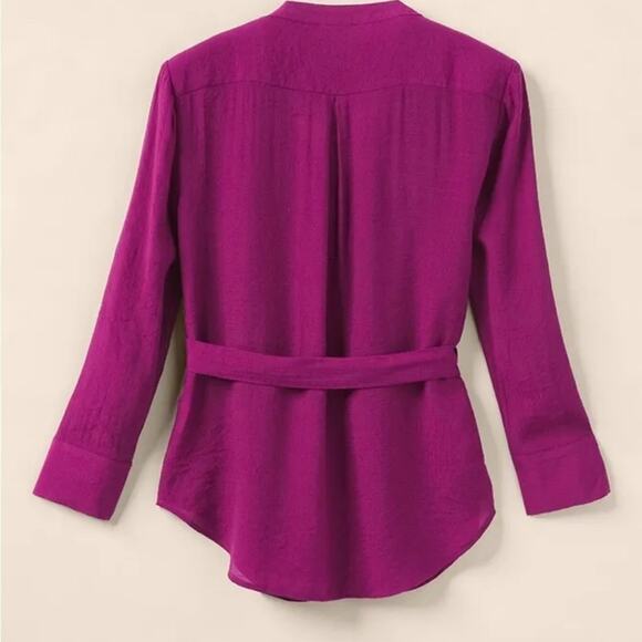 Matilda Jane Womens Tunic Long Sleeve Size Large Plum Purple V-neck Tie Waist - Picture 5 of 14
